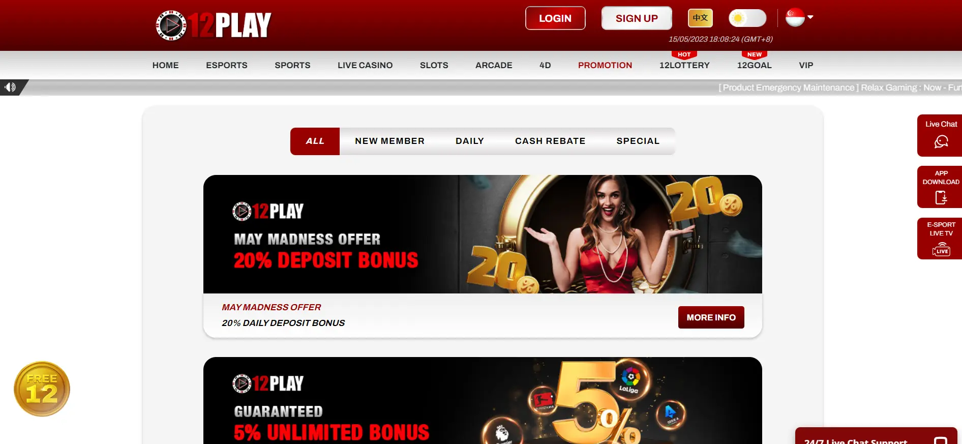12play sg bonuses and promotions